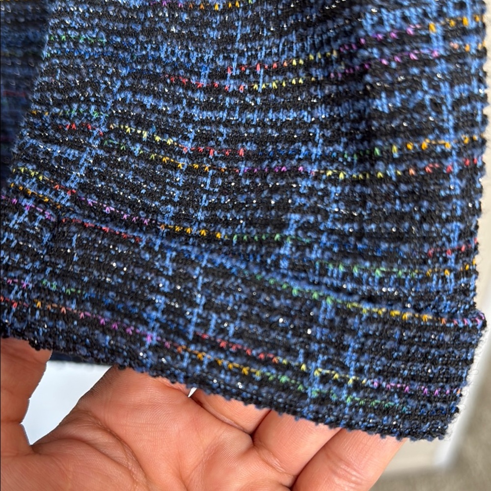 Nanette Lepore Blue Blazer with Subtle Plaid Pattern - Picture 4 of 5